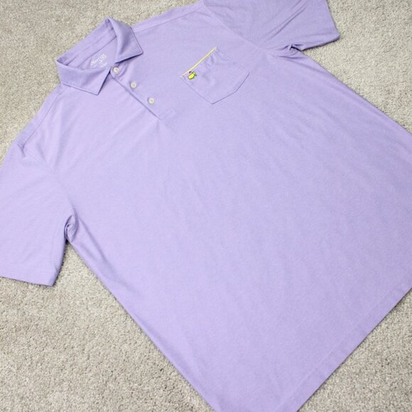 Masters Tech Polo Shirt Mens Large Purple Augusta Golf Polyester Stretch S/S - Picture 7 of 14